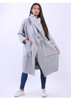 Plus Size Wrap Cowl Neck  Lagenlook Cotton Coat