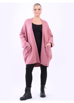Plain Open Front Oversized Lagenlook Knitted Cardigan