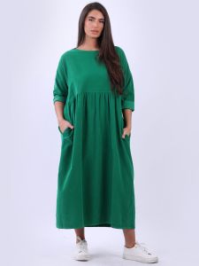 Plus Size Plain Cotton Corduroy  Lagenlook Swing Dress